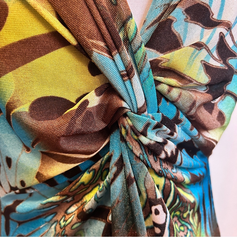 Boho Butterfly Wing Vintage 90s Y2K Glam Fairycore Artsy Twist Front Maxi Dress - Picture 11 of 15
